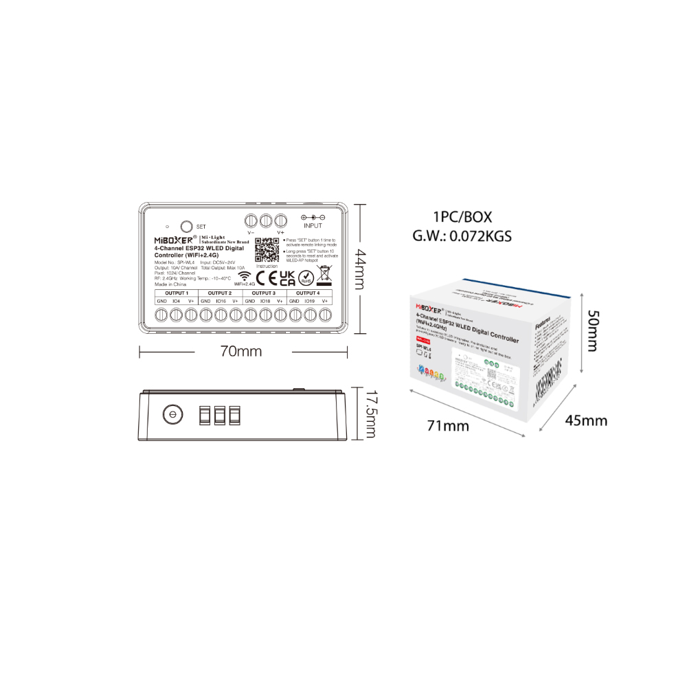 Wifi Led Dimmer - Miboxer SPIW5-4 5in1 SPI LED Denetleyici