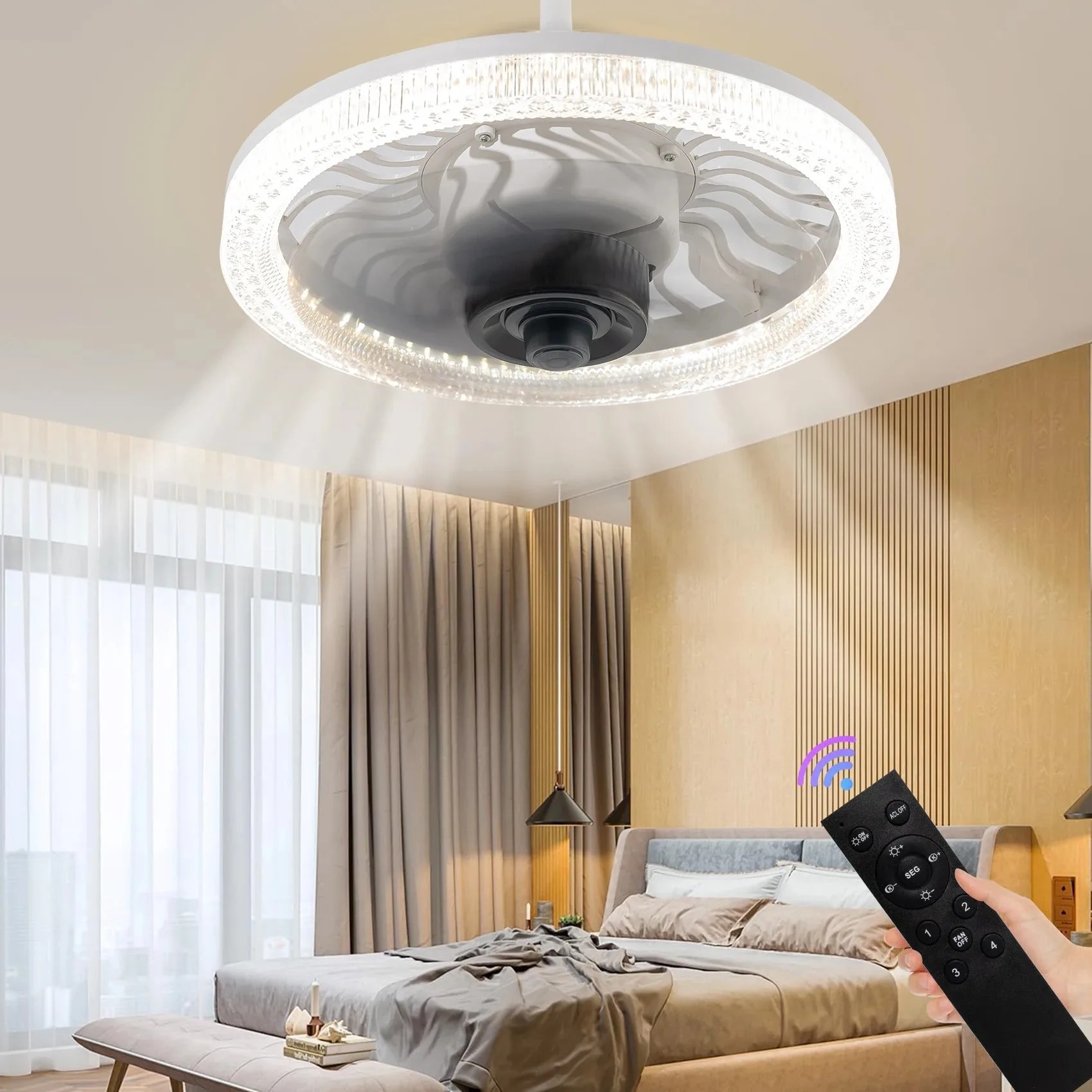 Smart Home Living Room - Akıllı LED tavan vantilatörü ışığı uzaktan