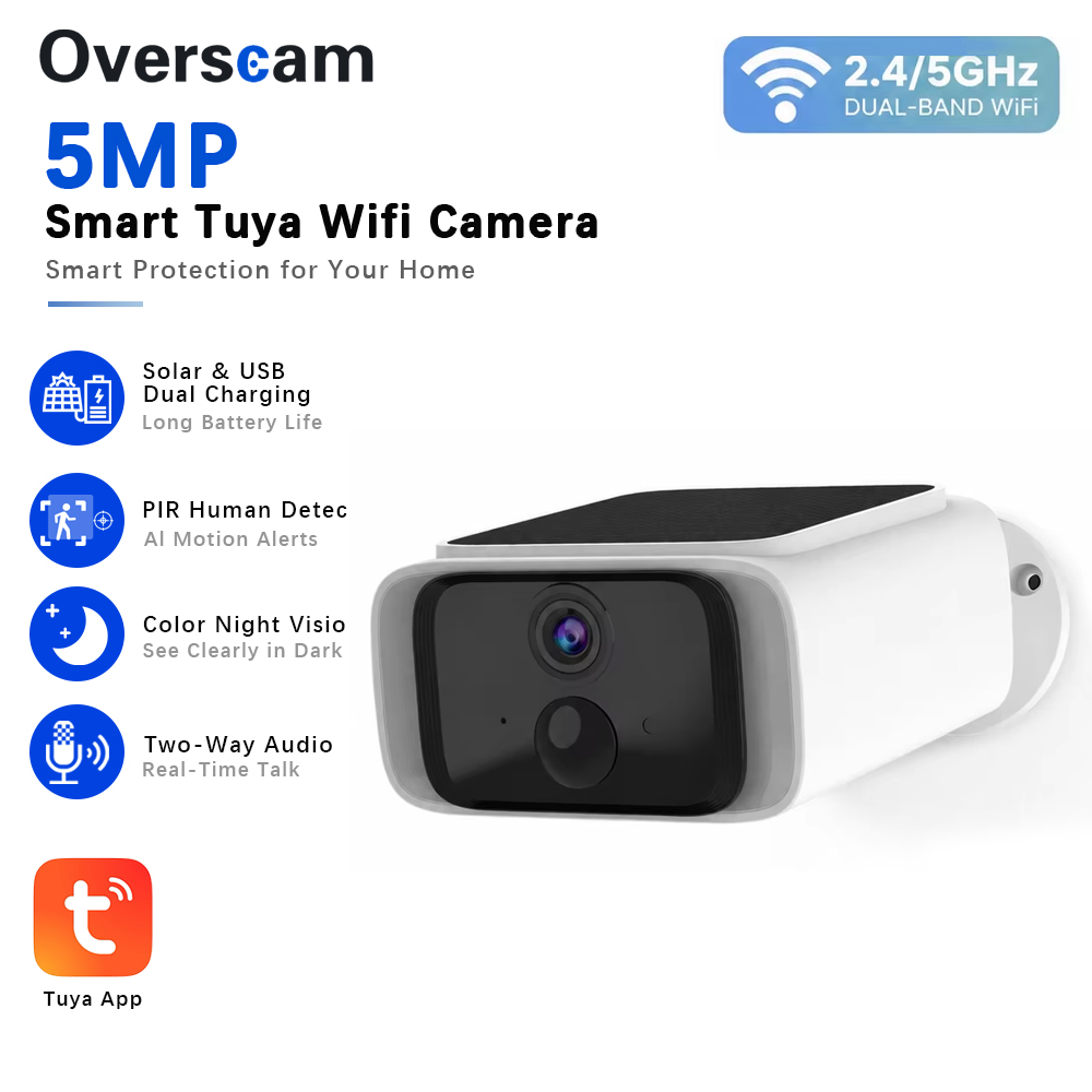 Smart Home Outdoor Camera - Tuya 5MP Güneş Enerjili Güvenlik Kamerası