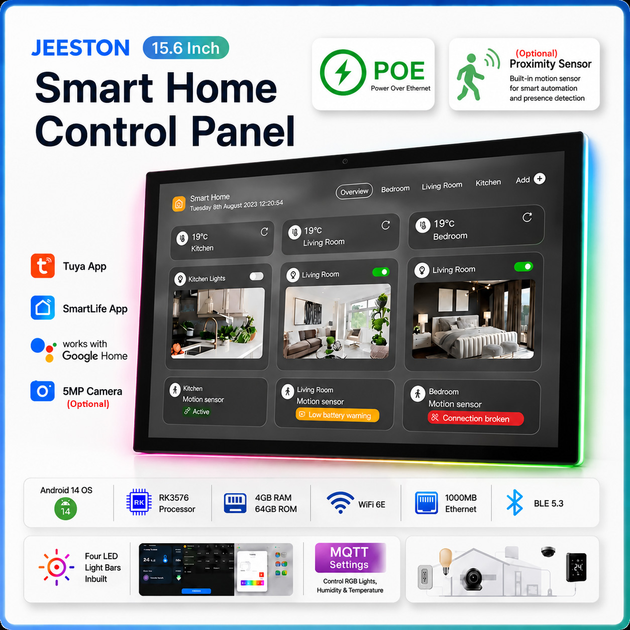 Wifi Led Dimmer - 15.6 İnç Duvara Monte Akıllı Ev
